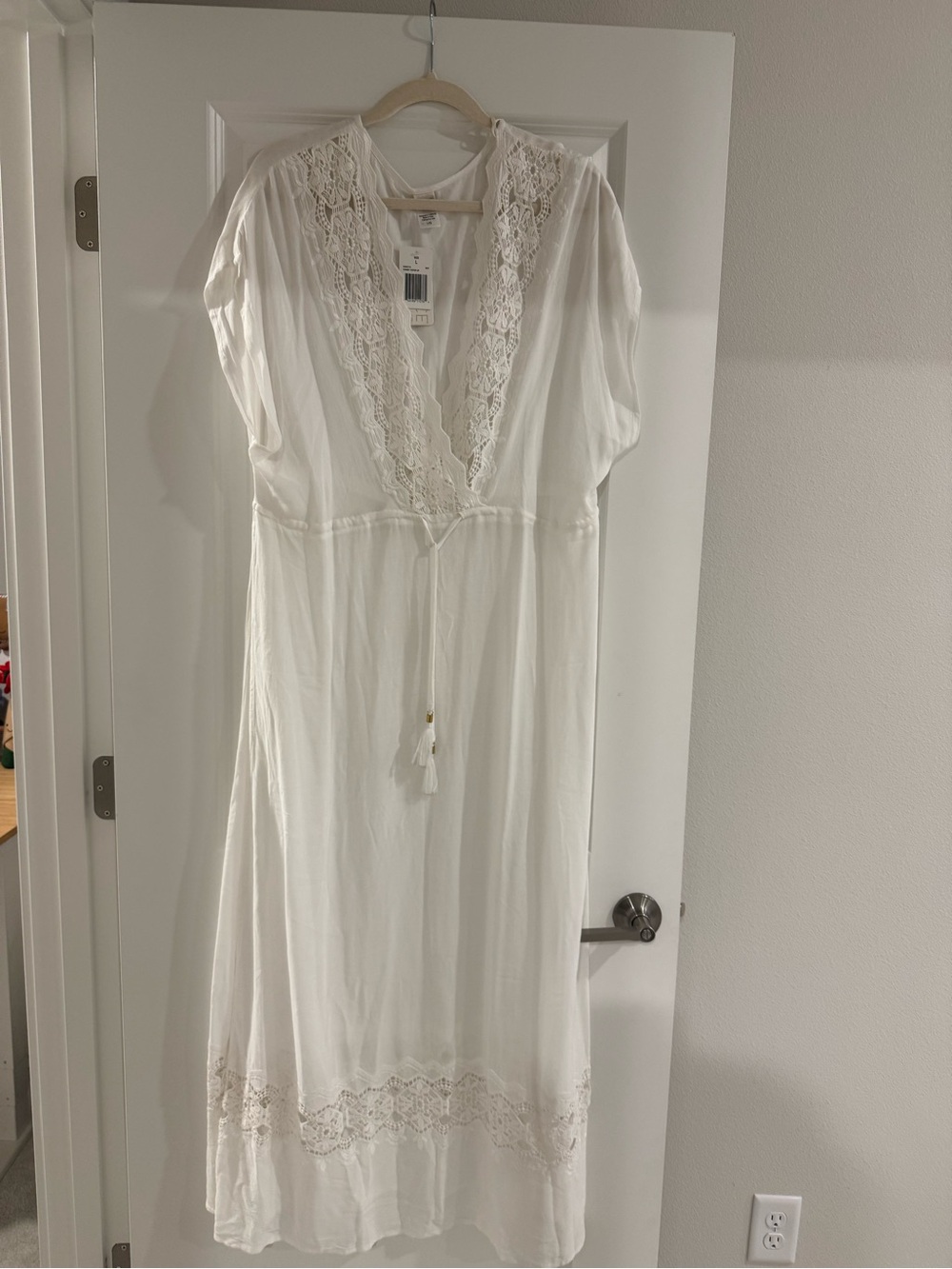 White Lace-Trim Swimsuit Coverup- Untitled Brand - Picture 1 of 3